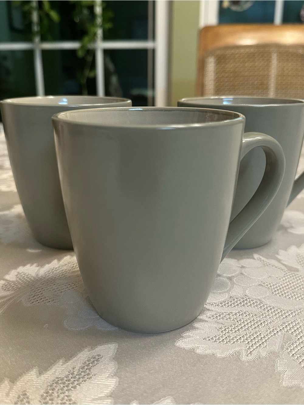 Set of 3 Thomson Pottery Gray Green Stoneware Coffee Mugs Cups